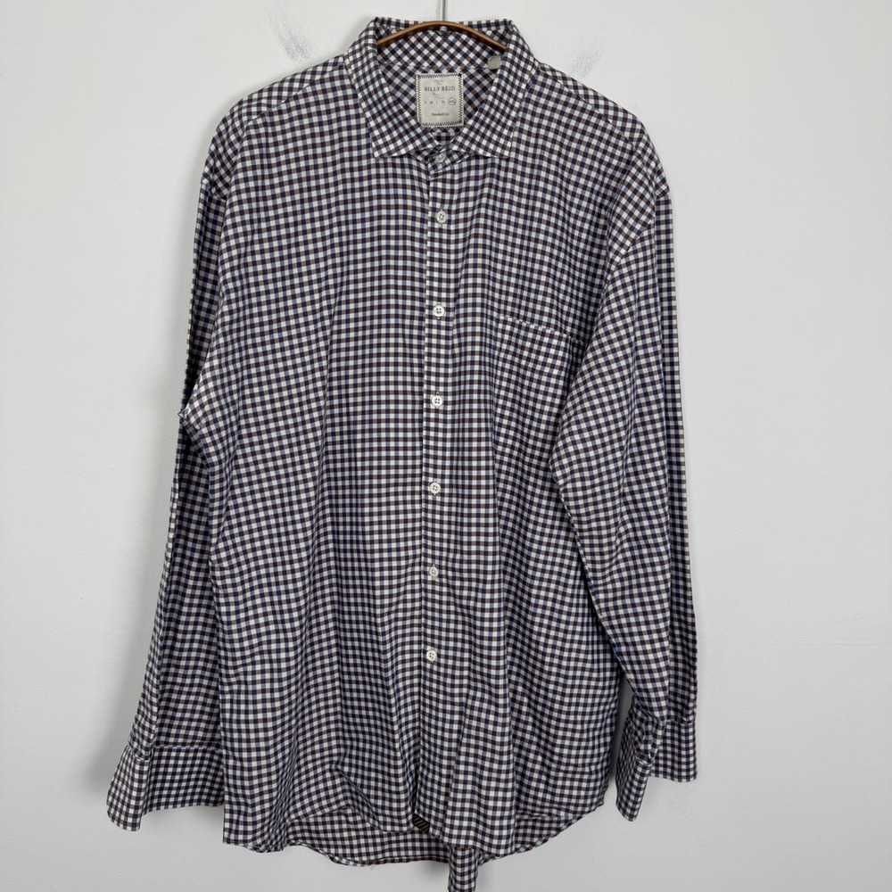 Billy Reid Standard Cut Gingham Check Long Sleeve Button Up Shirt Men's XXL‎